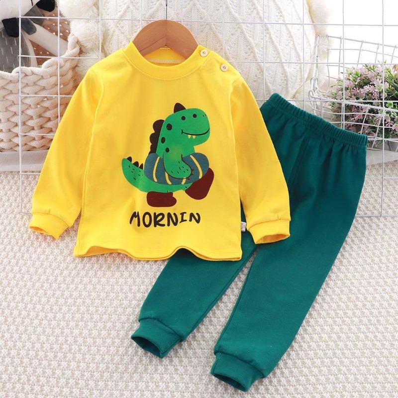 Winter Kids Long Sleeve O Neck T Shirt Pants Set Casual Baggy 2pcs Suit Cotton Cartoon Printes Outfit