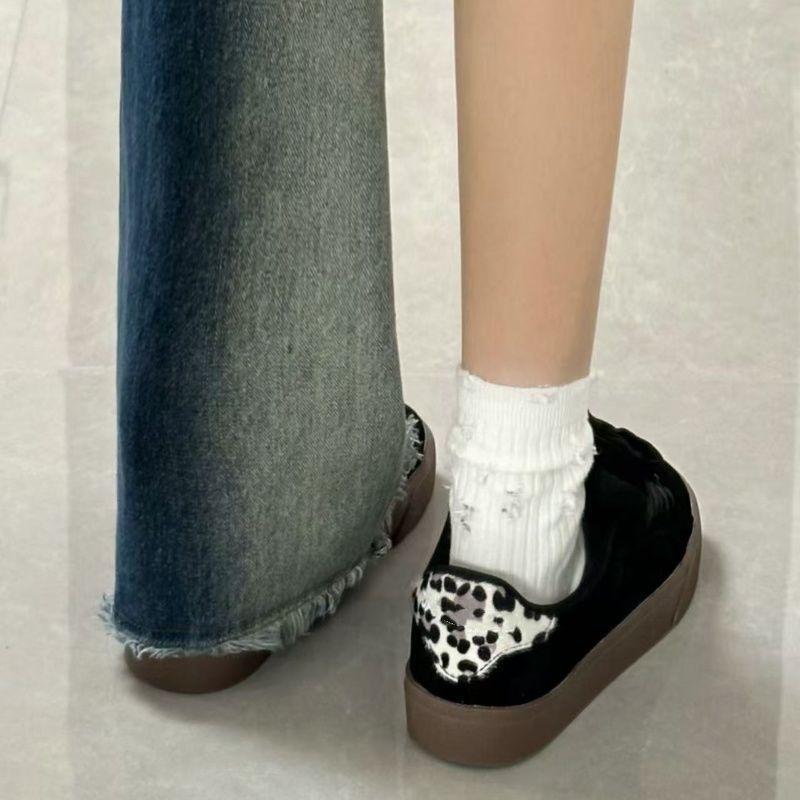 Original niche retro leopard print black low-top board men's and women's black shoes versatile couple casual shoes