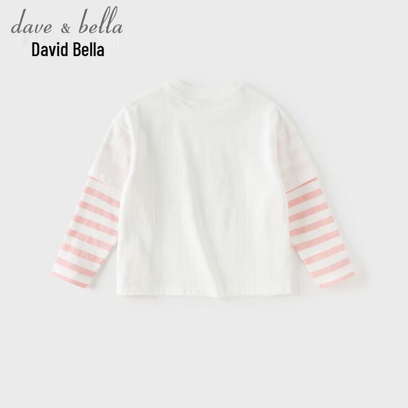 DAVE&BELLA Girls  Antibacterial Faux Two-Piece Cotton T-Shirt 110cm грязно-белый