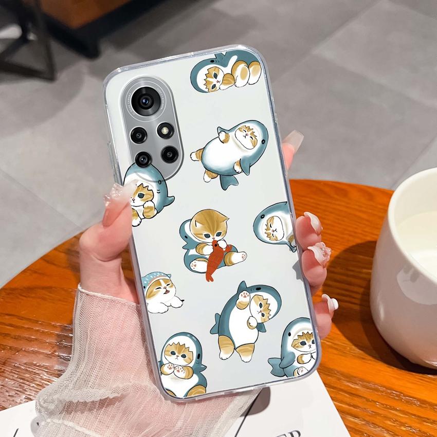 Case For Huawei Nova 8 9 10 11 Pro SE P Smart 2019 2020 Y60 Y70 Cute Black Cat Phone Cover Soft Slim TPU Shockproof Transparent Shell For Huawei Cases