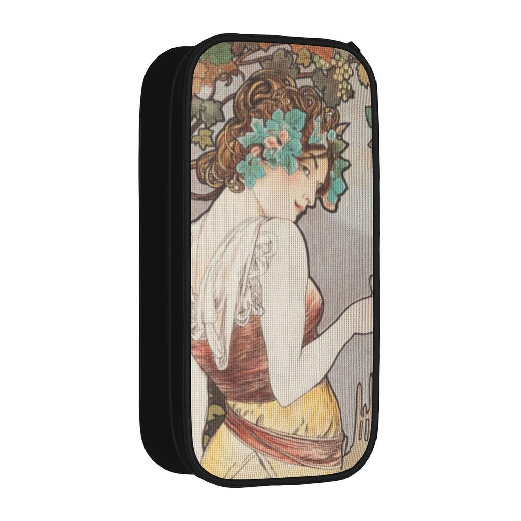 Alphonse Mucha 1899 Art Pencil Cases Retro Beauty Women Pencilcases Pen for Student Large Storage Bag Supplies Zipper Stationery