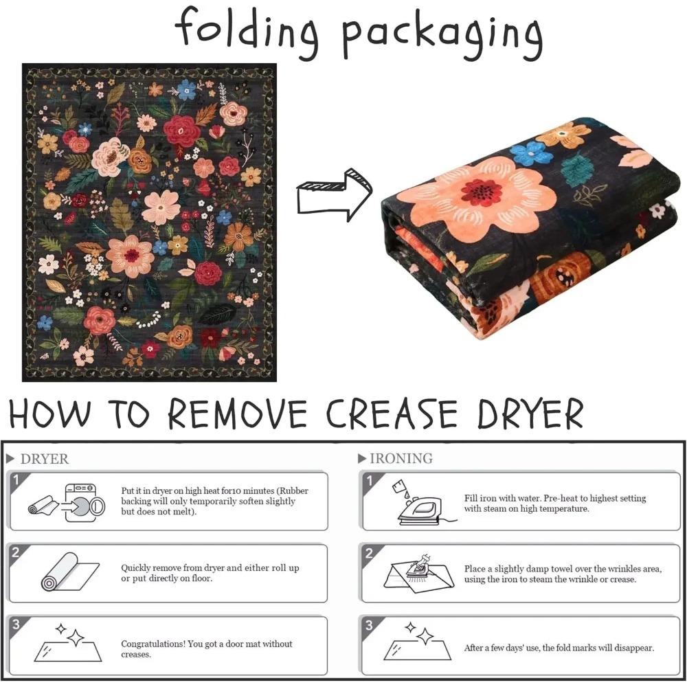 Living Room Carpet Large Size Bedroom Bedside Floor Mat Machine Washable Carpets Spring Flowers Plant Retro Home Decoration Rug
