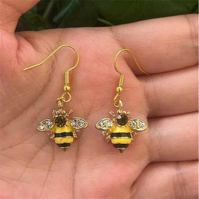 Cartoon Yellow Bee Earrings and Necklace Set with Big Belly Design