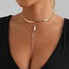 Layered Choker Necklace Color Preserving Copper Y Pendant Necklace Multilayer Bar Necklace Adjustable Layer Necklace For Women