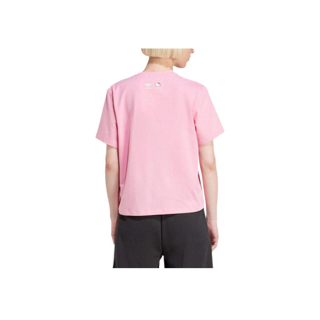 Adidas Originals Logo Casual Crew Neck Short Sleeve T-Shirt Women Tops Pink IX7882