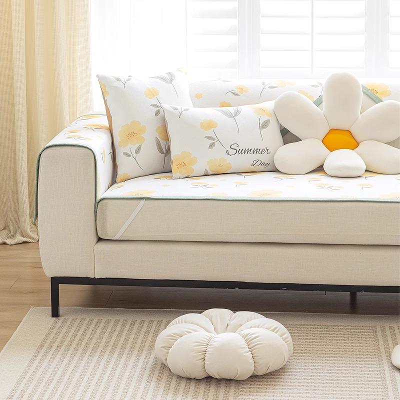 Ice Rattan Mat Sofa Cushion Summer Non-Slip Cool Seat Cushion Cute Cream Wind Summer Sofa Cover Cloth Towel
