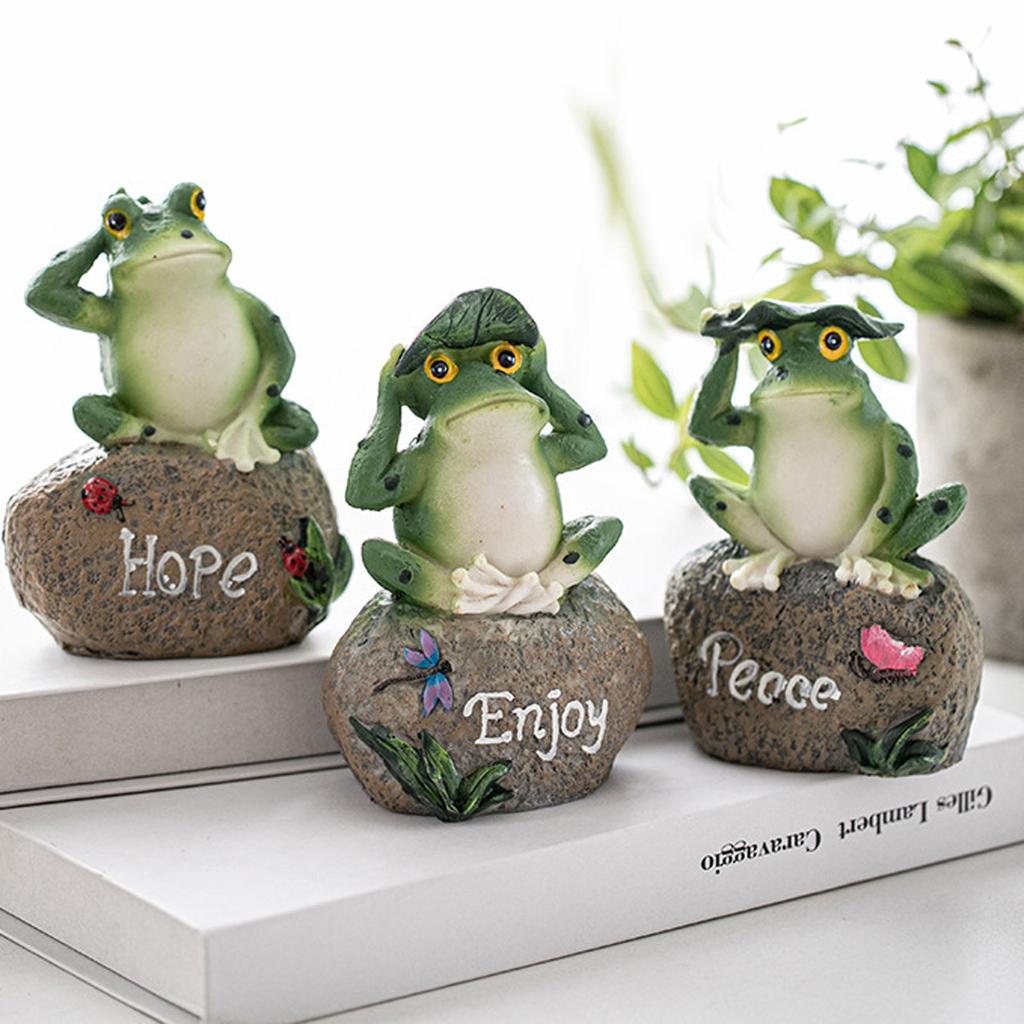 3PCS Resin Frogs Decoration Bookshelf Small  Home Garden Art Gift