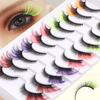 10 Pairs False Eyelashes, Colored Cat Eye Lashes with Black Band, Dramatic Volume Lashes for Party