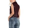 Lambskin Fancy Halloween Brown Stylish Party Women Leather Vest Coat Waistcoat