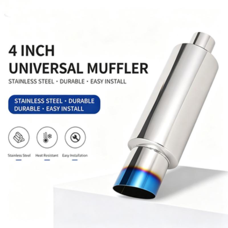 Universal Stainless Steel Exhaust Pipe Muffler 4-inch Inlet