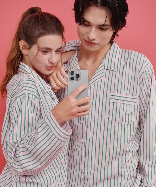 

[ВНЕ ЧАСОВ] Комплект пижамы с длинным рукавом для пары в стиле Джайпура (2 шт) [Отправлено из Кореи] 100% Оригинал M M