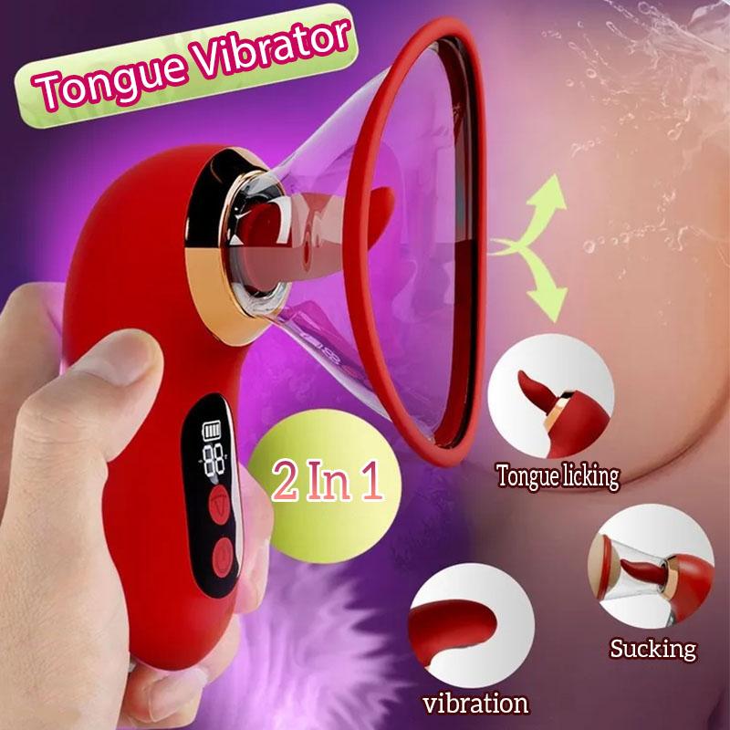 Klitorisový stimulátor 5 v 1 3 Sání 9 Vibračních režimů jazyka LCD displej Odnímatelná násadka Sexuální hračka pro dospělé