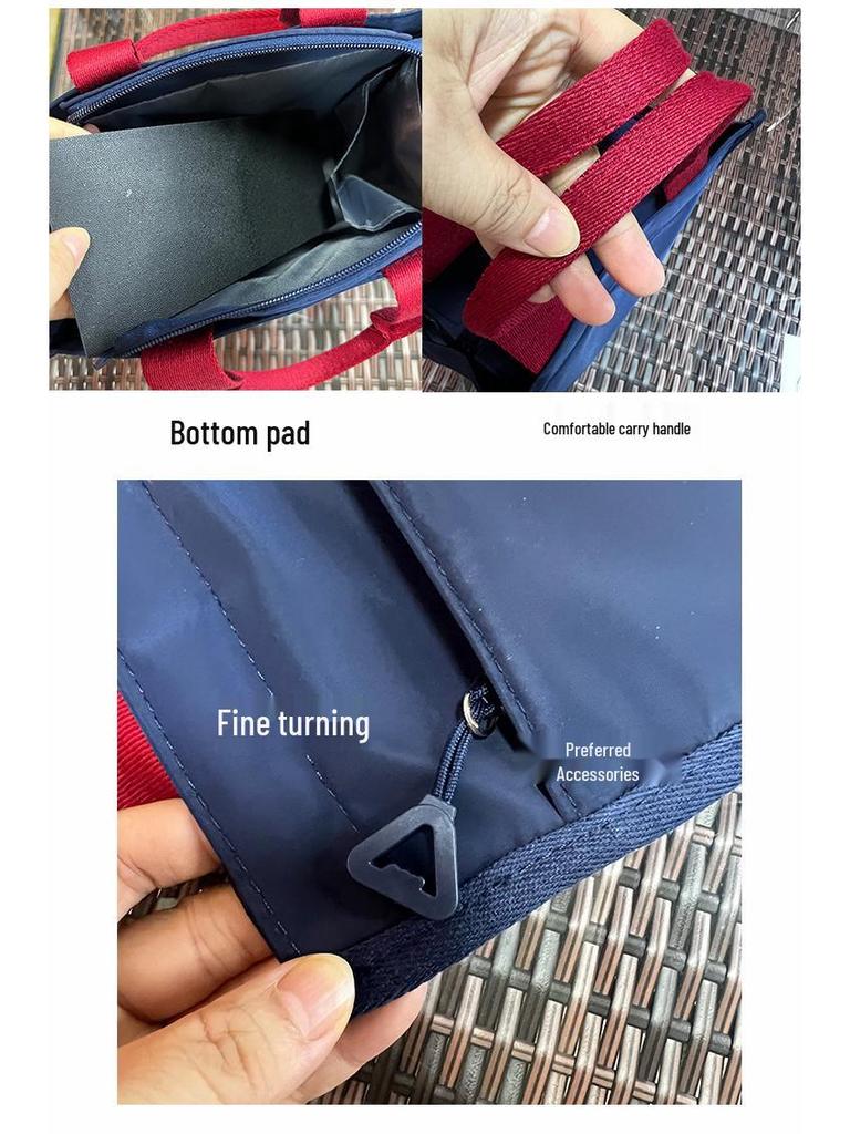 Mori Style Color Block Tote: Lunch Bag for Students and Professionals
