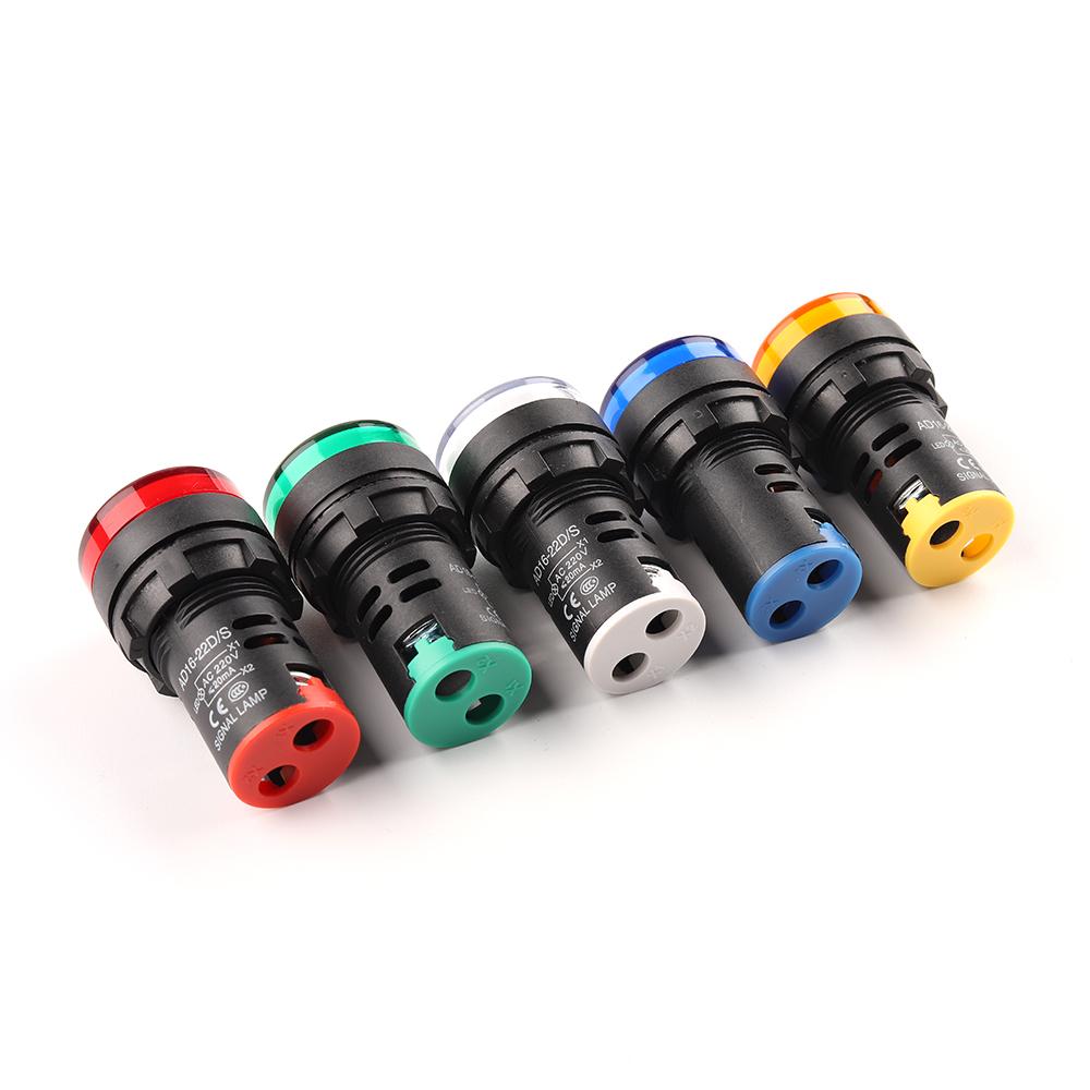 1 Stück AD16-22 22mm 12V 24V 110V 220V 380V Einbaumontage LED Betriebsanzeige Kontrollleuchte Lampe Rot Blau Weiß Grün Gelb