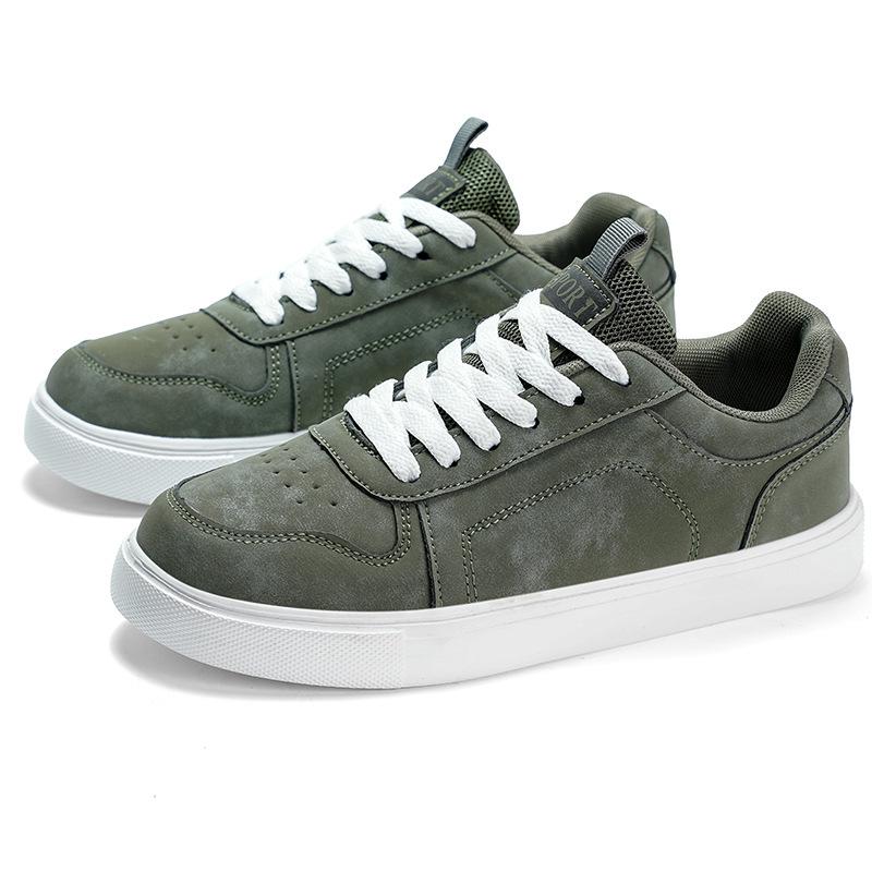 

Versatile Men s White Leather Couple Sneakers with Thick Soles for All Seasons, Featuring a Height-Increasing Design 36 зелёный