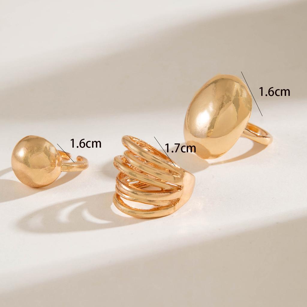 Tocona Smooth Surface Circle Chunky Open Rings Set for Women Trendy Gold Color Geometric Multilayer Finger Rings Fashion Jewelry