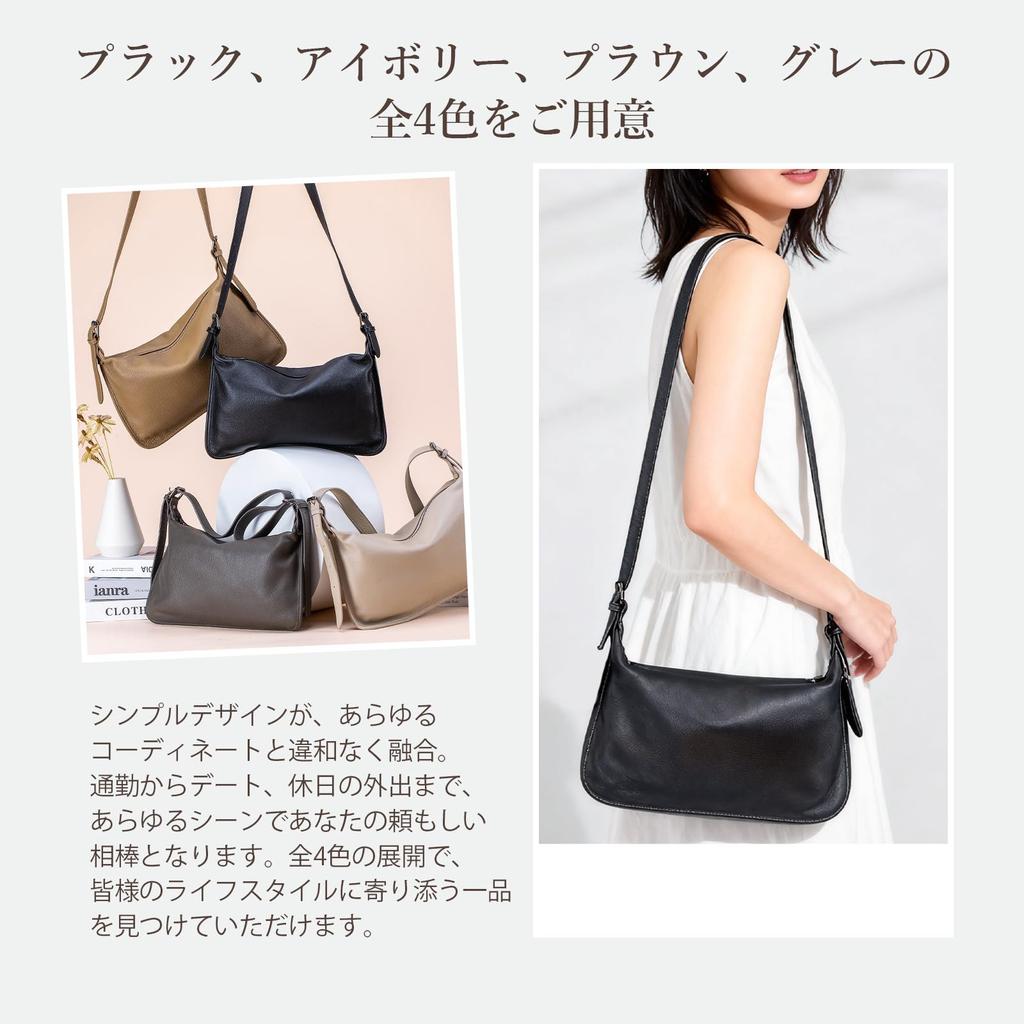 [imeetu] Premium Genuine Leather Shoulder Bag, Soft and Slim, for Women, Crossbody or Shoulder Bag, High-Quality Look, Stylish, Large Capacity, Slim,