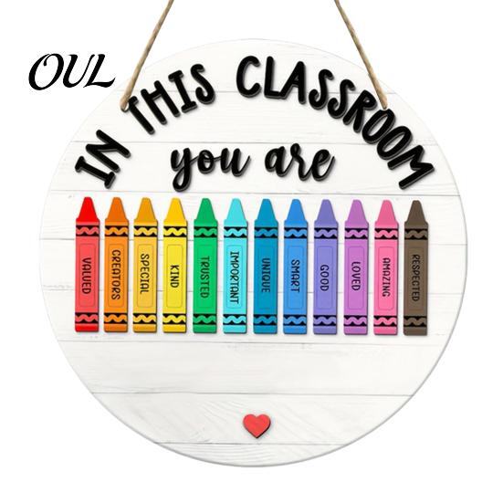 Classroom Decor Sign Wooden Welcome for Door, to Our Round Door Hanging Hanger, Front Sign, Back School Preschool Decoration