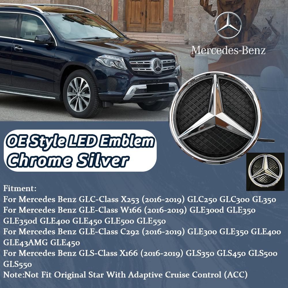 Car Grille Emblem 3D Badge Front Grill Logo For Mercedes Benz GLC X253 GLE W166 C292 GLS X166 16-19 Matte Black OE Style Emblems