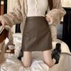 2024 High Waist Matte Suede A-Line Mini Skirt for Women - Slimming and Anti-Exposure Design, Perfect for Spring and Autumn