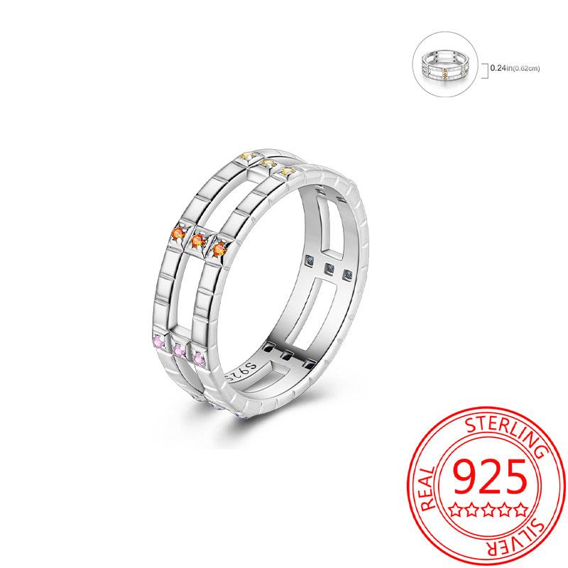 925 Silver Beautiful Stars and Moon Shining Sun Geometry Infinite Combination Ring Boutique Matching Gifts