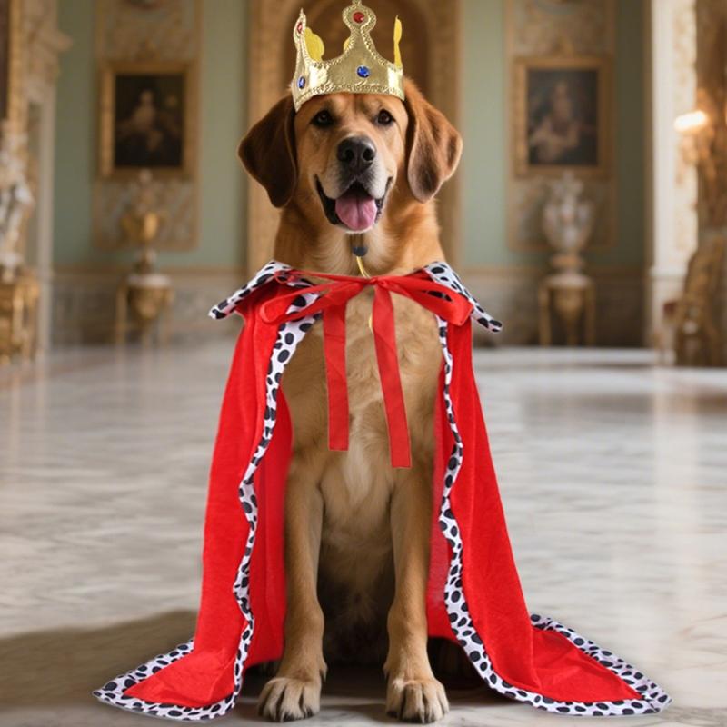 Dog Costume Velvets Trimmed Cloaks Detachable Crowns Regulable Neckband For Small Media Large Breeds Pet