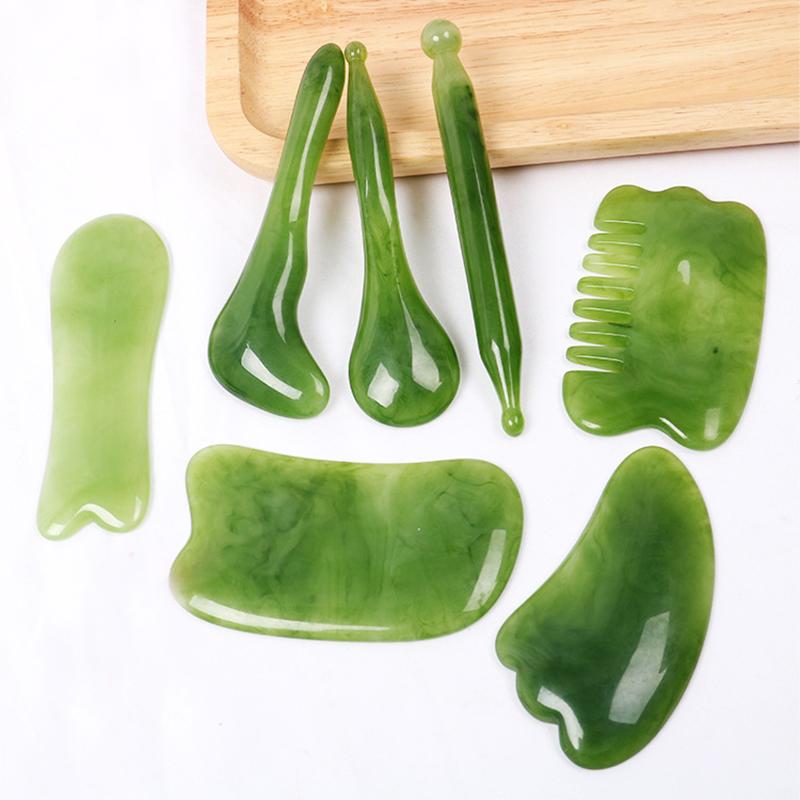7PCS Gua Sha Scraping Massage Tools Set Guasha Board for Face Neck Eyes