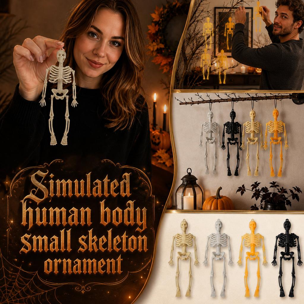 15cm Realistic Human Skeleton Miniature Hanging Tabletop Decor for Halloween Party Home Display Classroom Educational Prop