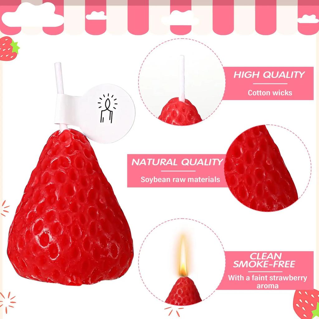 1/2/4/10pcs Creative Strawberry Aromatherapy Candle with Hand Gift Fragrance Decoration Handmade Candle Candle Birthday Party