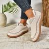 Winter New Style Women's Warm Cotton Shoes, Large Size, Flat Sole, Solid Color, Thick Padding, Thick Material