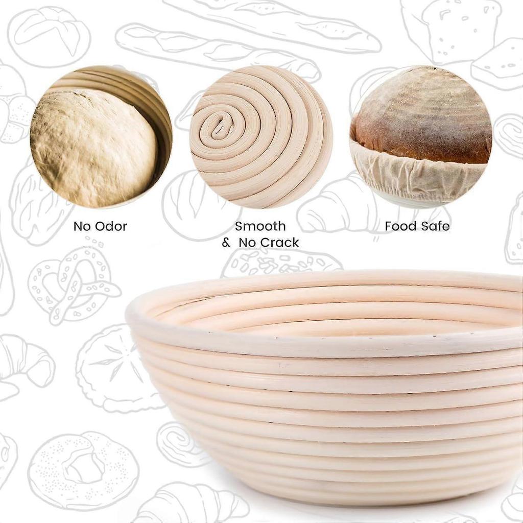 Bread Proofing Basket, a Set of Two 8.5-inch Round Dough Proofing Bowls with Liners, Perfect for Home Sourdough Baking.