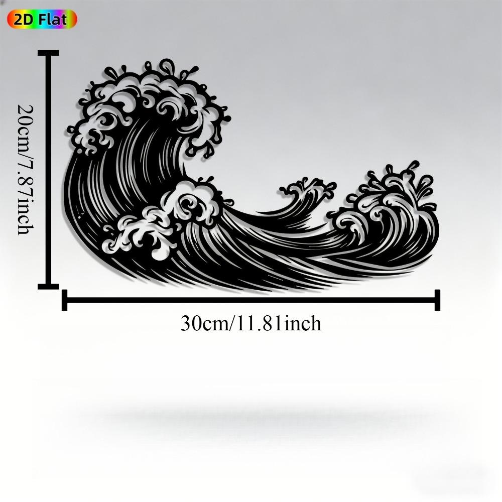 

2D Flat Wave Metal Wall Art, Dynamic Iron Statue Mural, Rust-Resistant Decor for Outdoor Indoor, Ocean Theme, Chinese New Year, Easter, Valentine Gift 12in