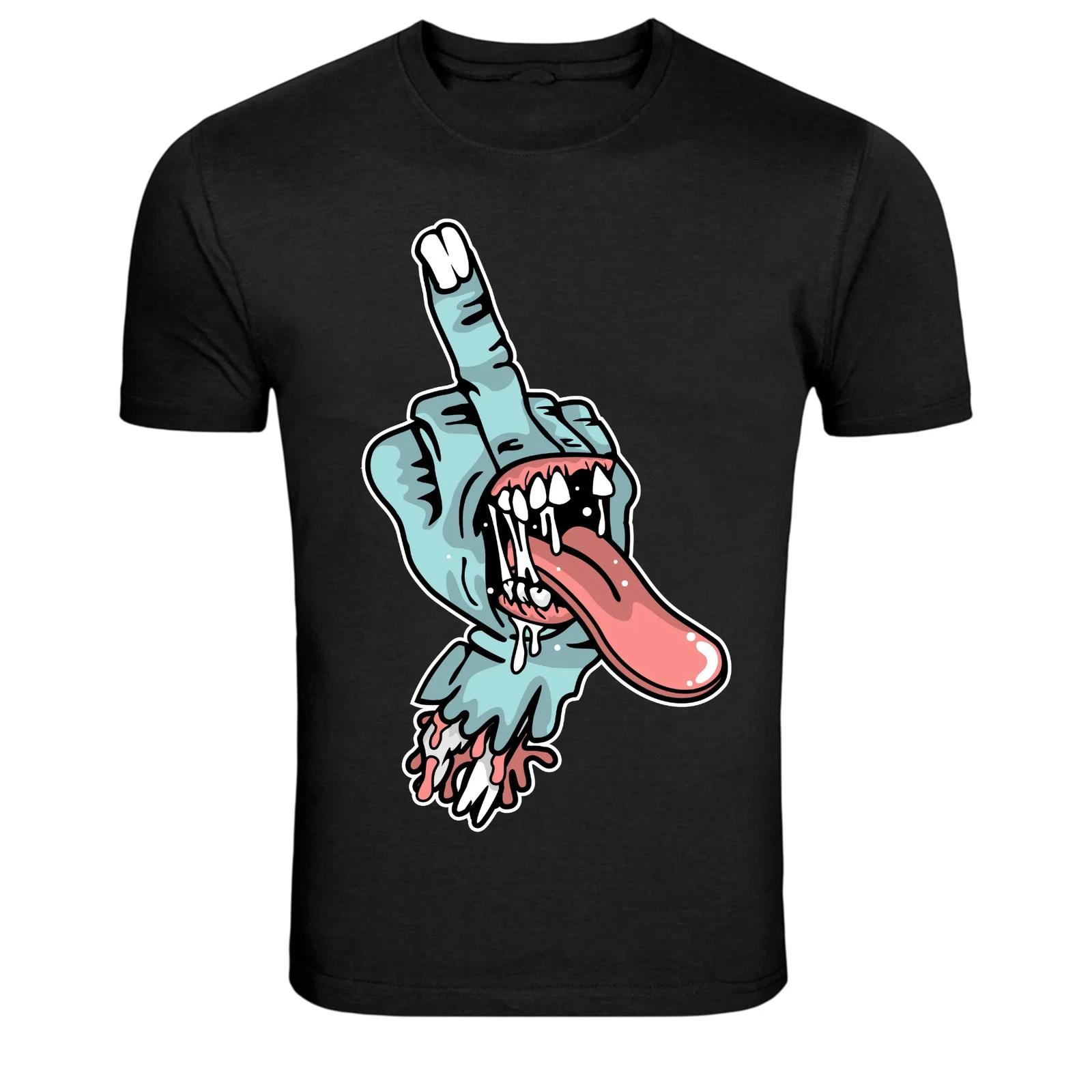 Zombie Hand Middle Finger Creepy Horror Graphic T-Shirt S