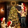 Tinsel Fringe Christmas Tree Topper Metallic Golden Star/Moon/Heart Christmas Treetop Ornament for Xmas Tree Decoration Holiday Party Supplies