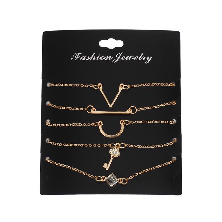 

Accessories, geometric key multi-layer bracelet set, European and American personalized versatile bracelet combination