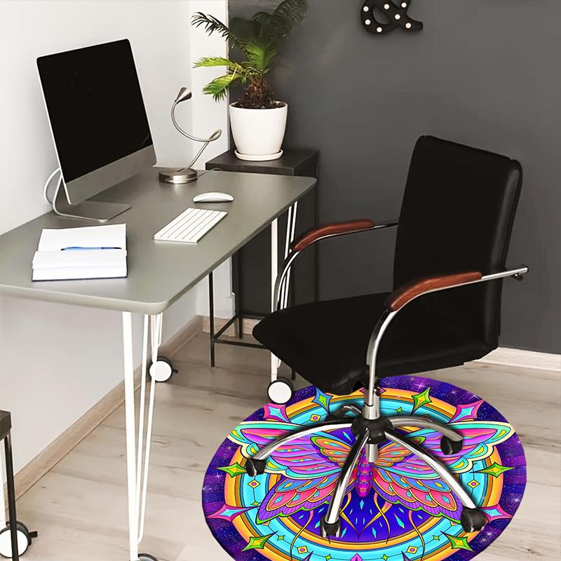 1pc Office Carpet Chair Mats Psychedelic Butterfly Mandala Perfect for Decorating Office Chairss, Or Bedrooms.YDT442 80cm by 80cm