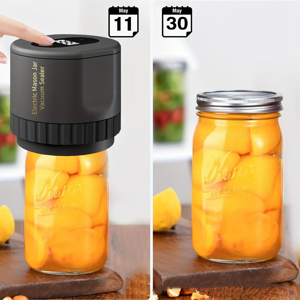 1pc, Electric Mason Jar Vacuum Sealer, Automatic Vacuum Pump With One-Touch Operation, Leak-Proof Seal For Regular And Wide-Mouth Canning Jar