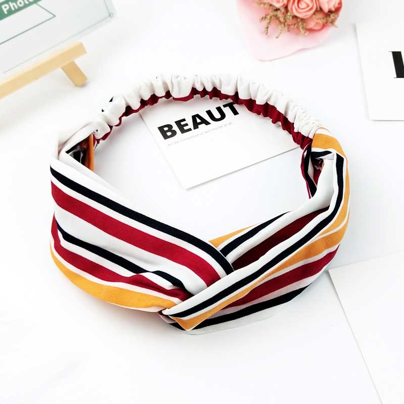 Scrunchies Frau Geknoteter Turban Haaraccessoires für Mädchen Stirnband Turban Elastisches Haarband Kopfwickel Gestreifte Haar-Scrunchies