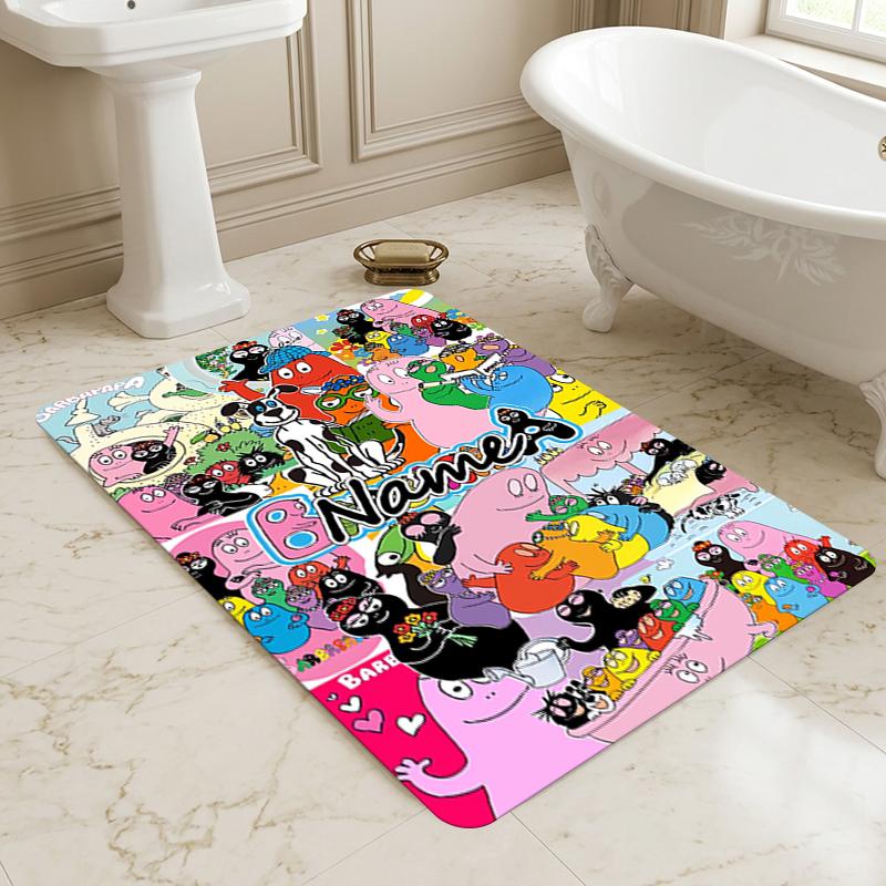 Custom Name Colorful Creatures Living Room Non-Slip Area Rug Soft Carpet for Bedroom Kids Playroom Sofa Office Home Decor Doormat