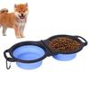 2 in 1 Double Dog Food Bowls Expandable Feeding Bowl Collapsible Double Pet Bowl  Puppy