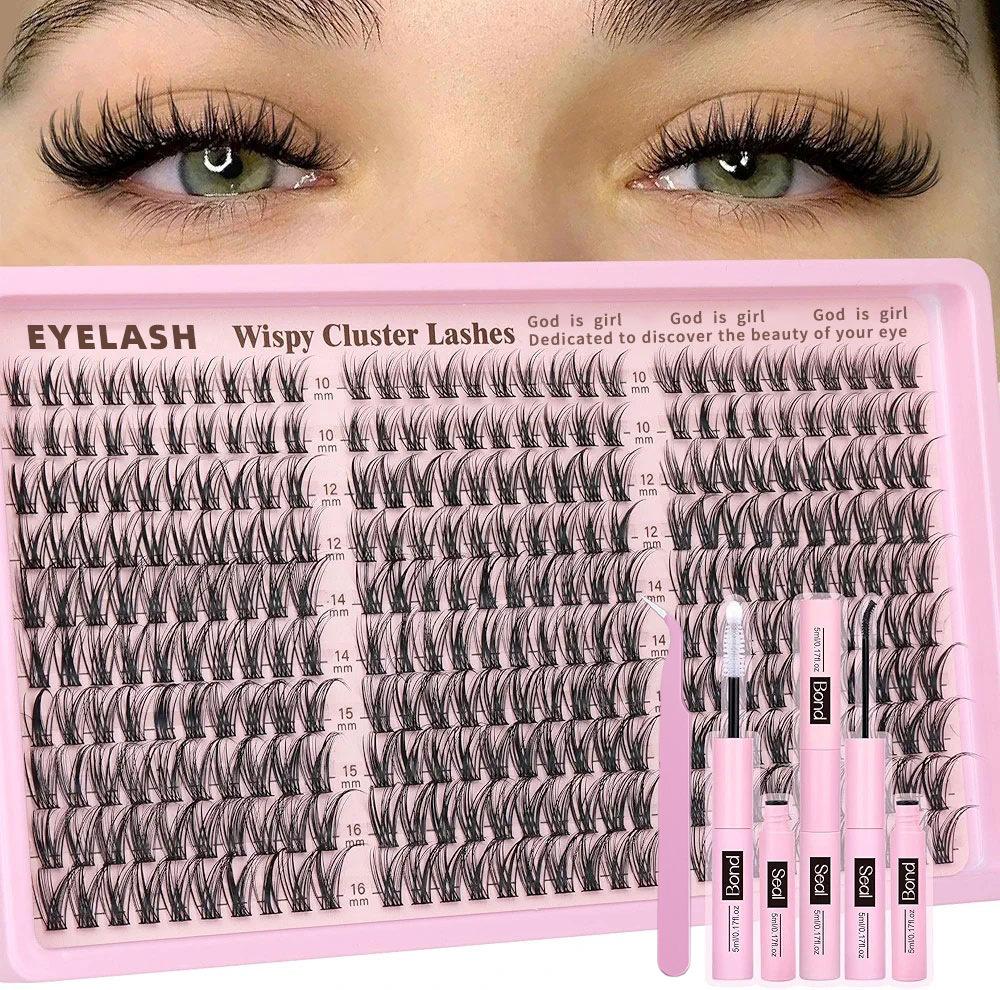 Large Capacity Self-Grafting False Eyelashes 10-16Mm Mixed Single Cluster Diy Extension Eyelash Set