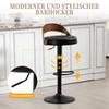 Set di 2 Sgabelli da Bar Rotanti a 360 gradi con Schienale, Legno di Noce Nero, Seduta in PU, Regolabili in Altezza (Pelle PU Nera)