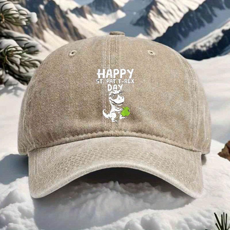 Happy St Pat TRex Day Graphic Baseball Cap Adult Unisex Casual Polyester Adjustable Outdoor Cap
