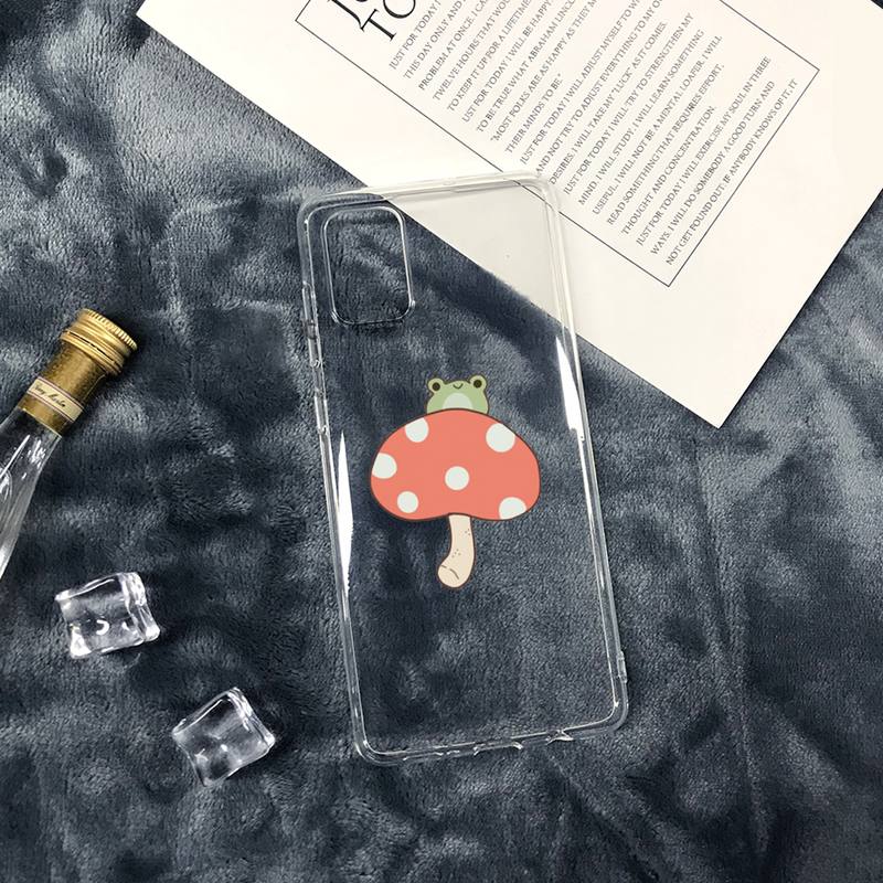 Grzyb żaba kreskówka słodki Etui na telefon Przezroczyste miękkie Dla iphone 12 11 13 7 8 6 s plus x xs xr pro max mini