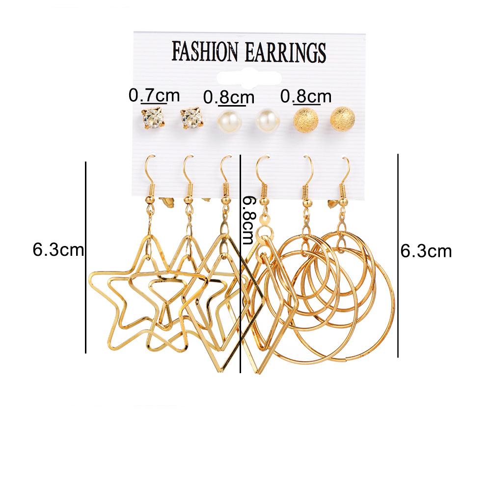 Sada náušnic s geometrickými hvězdami pro ženy