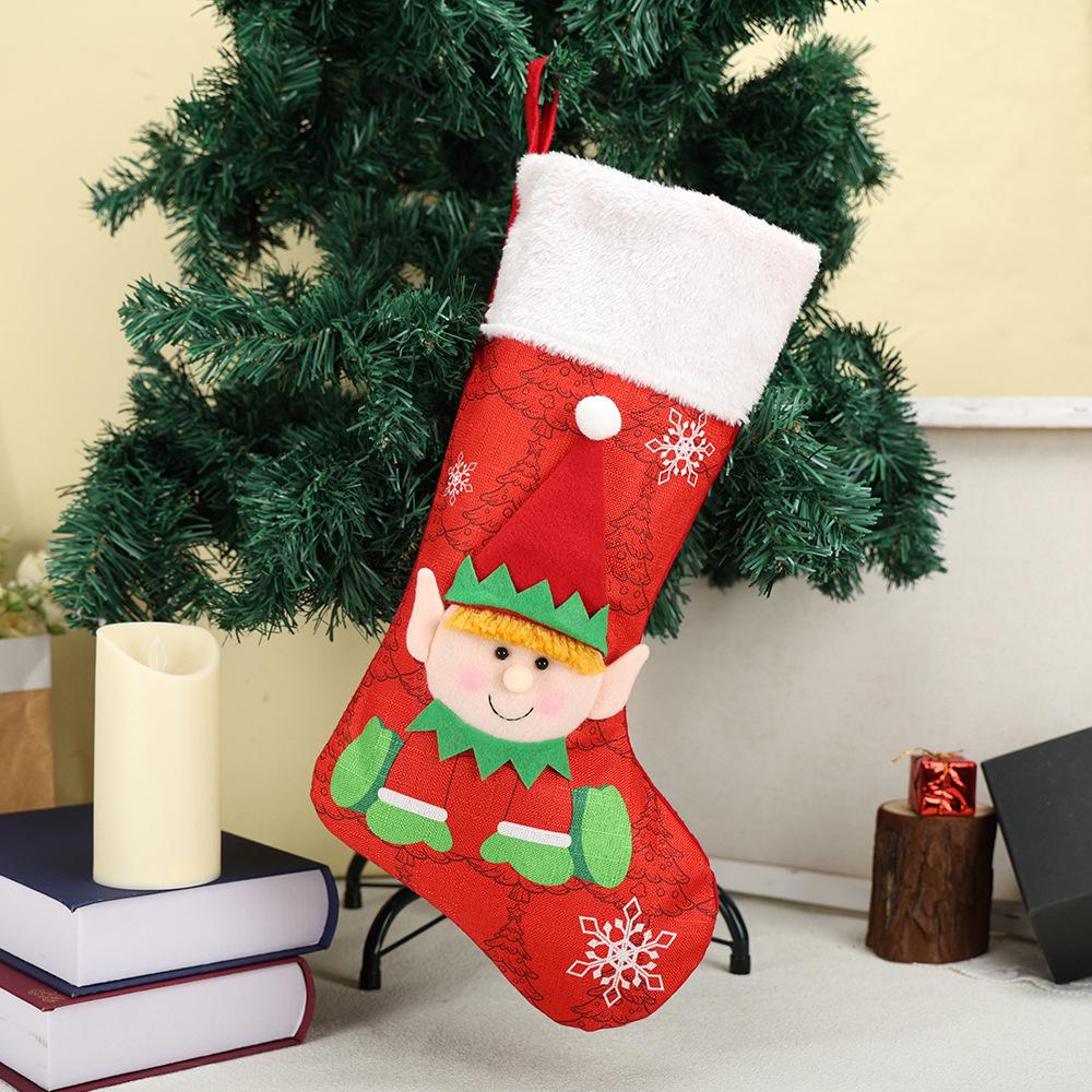 Christmas decorations, printed cartoon Santa snowman gift bag Christmas stockings, Nordic decorations
