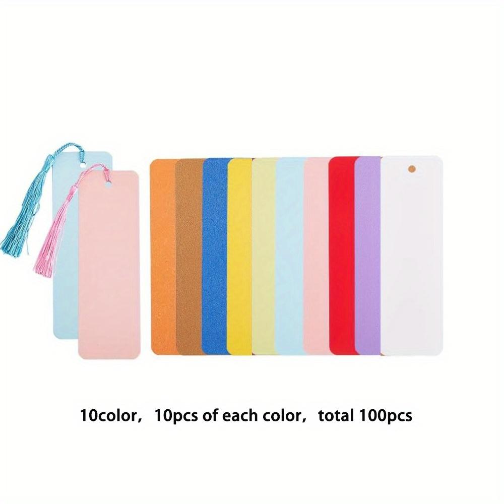 

100 шт. 10 цветов закладки для книг пустые закладки из картона для украшения прямоугольной крафт-бумаги декор для поделок своими руками, без кисточек