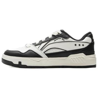 Li Ning Common Anni '80 Classico Moda Retro Versatile Suola Spessa Comfort Antiscivolo Resistente all'Usura Scarpe da Skate Basse Uomo sneaker Bianco Nero AGCV023-2