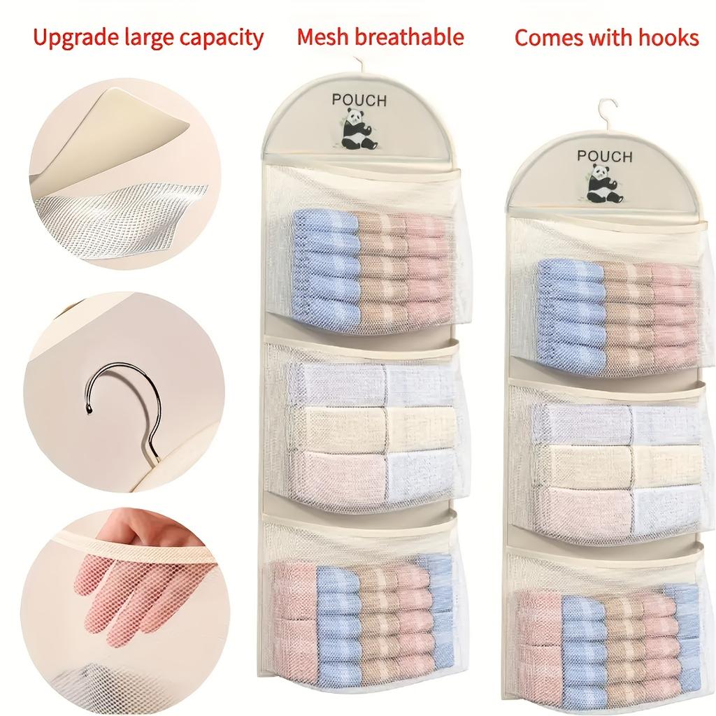 1pc Three-Tier Hanging Underwear, Socks & Bra Mesh Storage Bag - Transparent Pocket Design, Wall-Mounted Organizer for Dorms