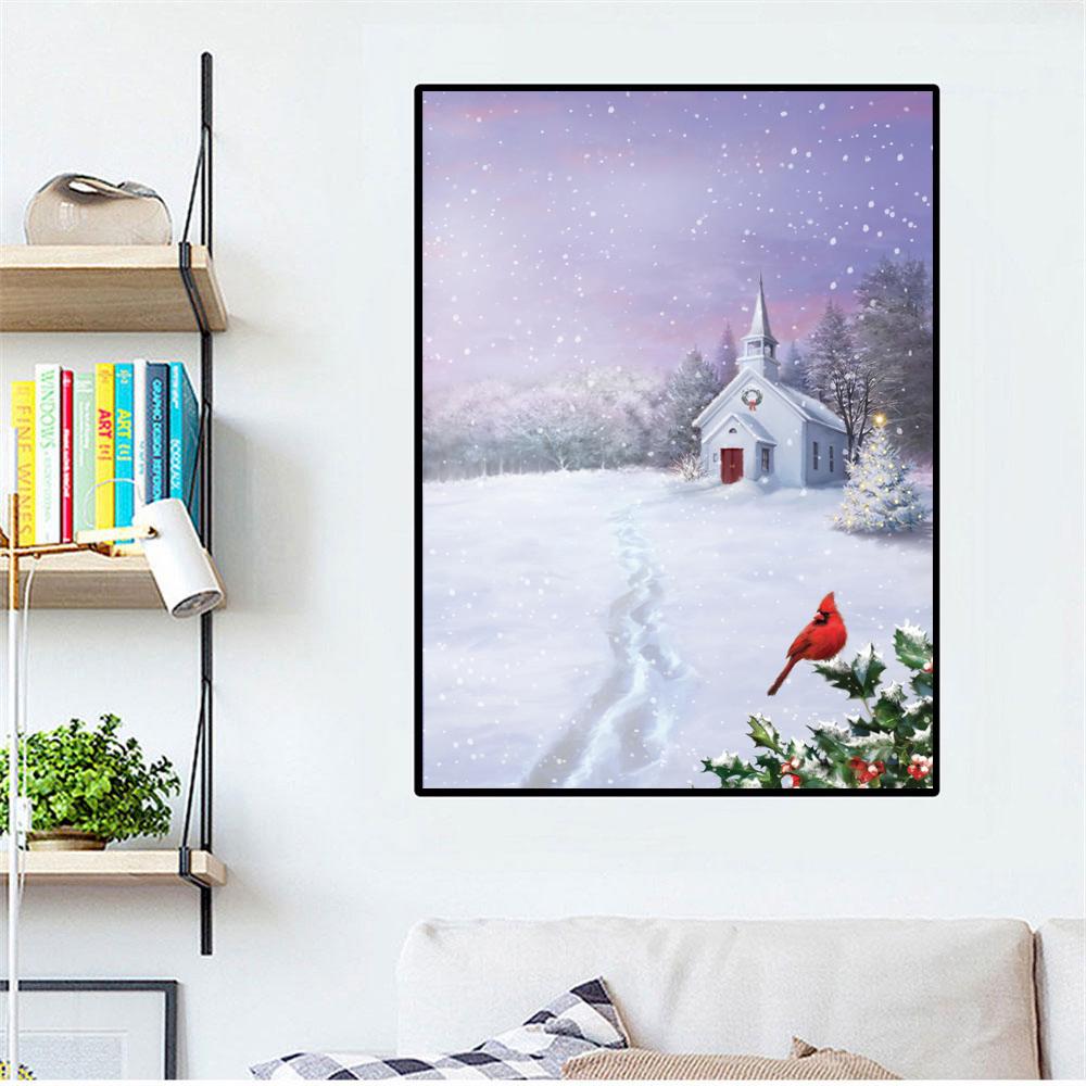 Square / Round Diamond Embroidery Christmas Church 5D DIY Diamond Painting Bird Cross Embroidery Water Diamond Mosaic Decoration